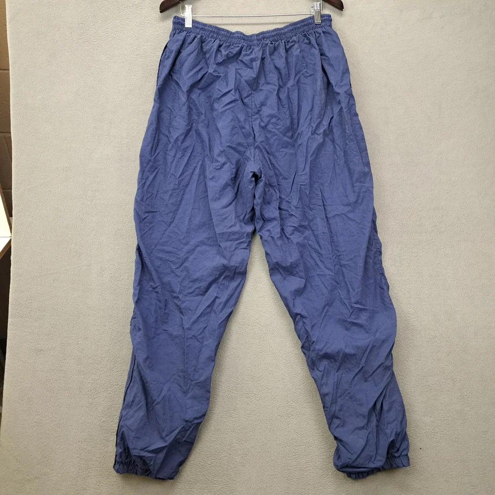 Vintage Nike Track Pants XL Blue Nylon Zippered Cuffed Bottoms 90s Menswear